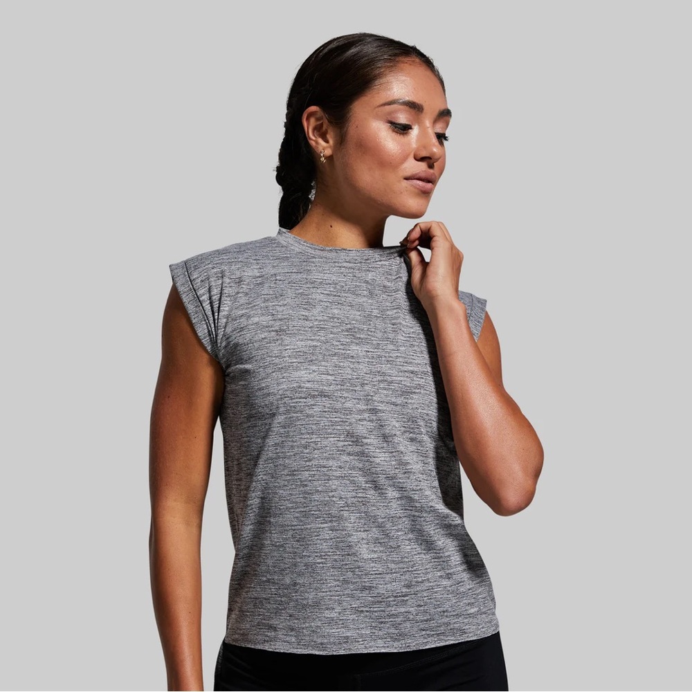 Captivate Muscle Tee Heather Grey Size Small EUC
